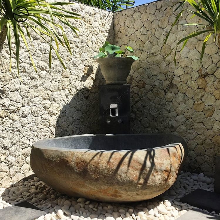 natural stone river cobble bath tubs
